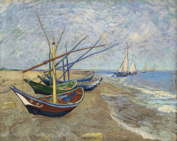 Vincent Van Gogh's Fishing Boats On The Beach At Saintes Maries (PRT_10500) - Canvas Art Print - 35in X 28in