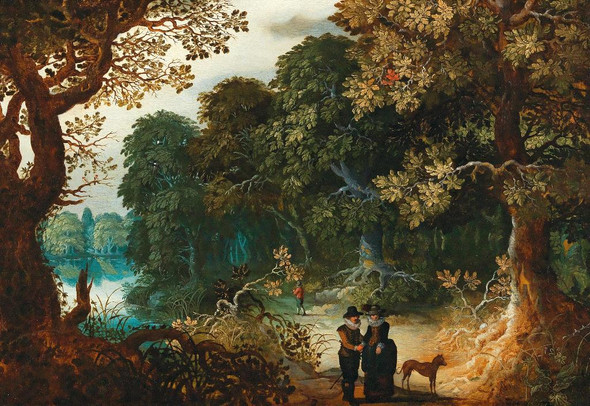 A Wooded Landscape With An Amorous Couple By Sebastian Vrancx (PRT_10509) - Canvas Art Print - 22in X 15in