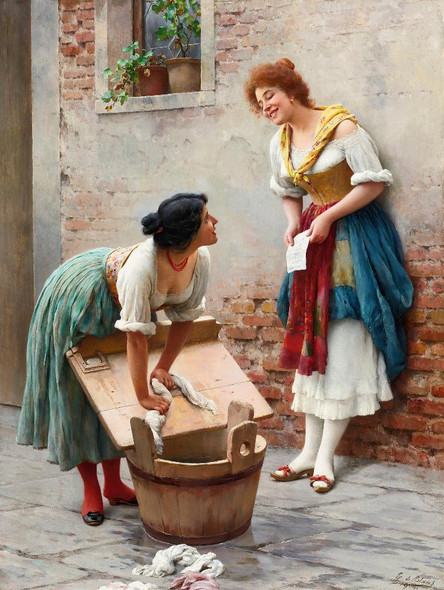 Sharing The News (1904) By Eugen Von Blaas (PRT_10516) - Canvas Art Print - 18in X 24in