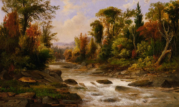 On The St Annes, East Canada, 1863 (1865) By Robert S Duncanson (PRT_10569) - Canvas Art Print - 37in X 22in