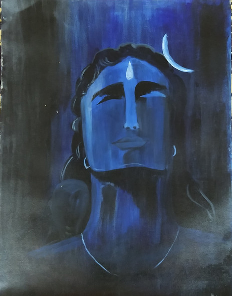 Adiyogi (ART_8046_60315) - Handpainted Art Painting - 17in X 22in