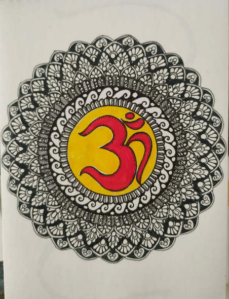 OM The symbol of Strength and Power (ART_8016_60372) - Handpainted Art Painting - 5in X 8in