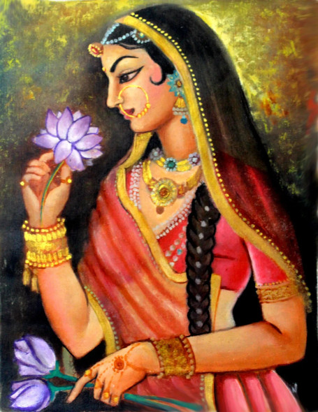 Rajasthani Painting (ART_236_51808) - Handpainted Art Painting - 12in X 15in