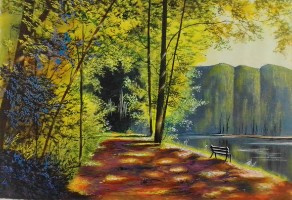 Morning walk (ART_5868_45056) - Handpainted Art Painting - 48in X 32in