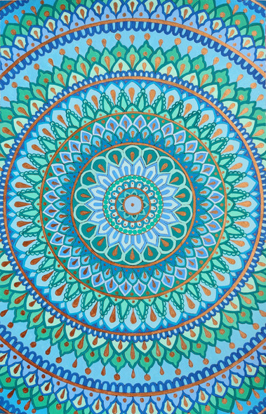 Blue Serenity (Mandala) (ART_6748_60862) - Handpainted Art Painting - 8in X 12in