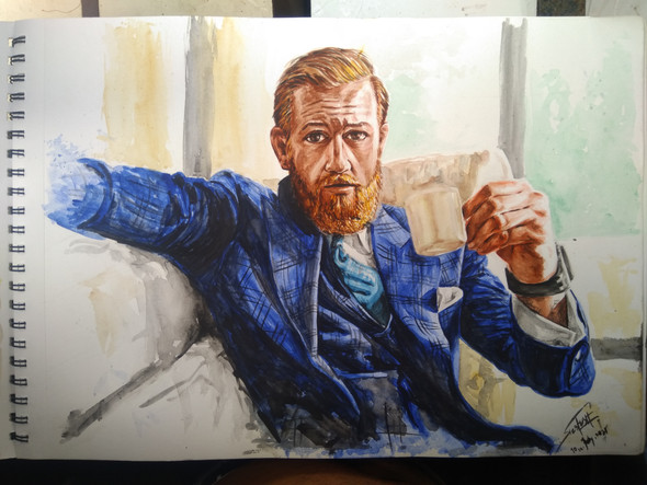 The Notorious - painting of MMA star Connor McGregor (ART_8307_60713) - Handpainted Art Painting - 17in X 12in