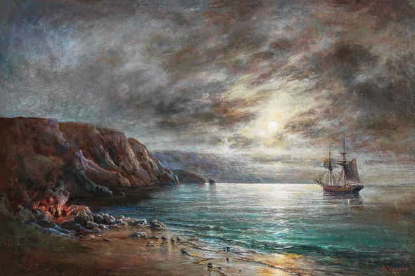 Moonlit Night Over Crimea By A Frandetti (PRT_10663) - Canvas Art Print - 23in X 16in