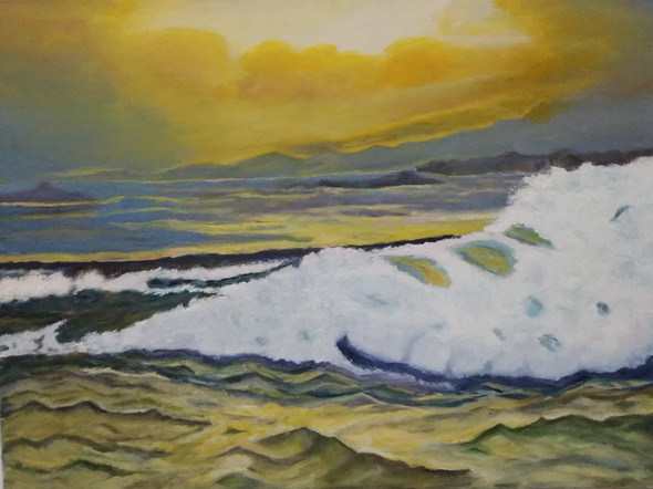 Goan Seascape (ART_8318_61239) - Handpainted Art Painting - 24in X 18in