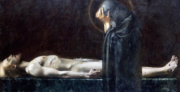 Piet√† (1891) By Franz Von Stuck (PRT_10694) - Canvas Art Print - 20in X 11in