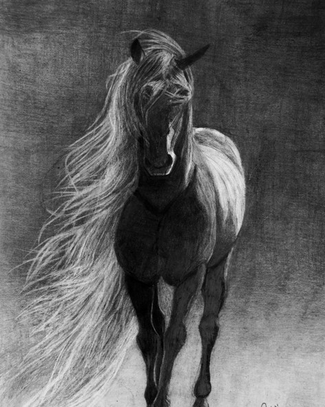 Dreamy Mare (ART_8067_61378) - Handpainted Art Painting - 8in X 11in