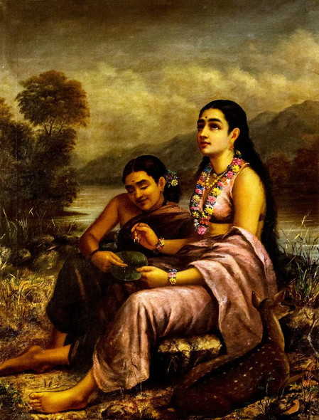 Sakunthala Pathralekhan By Raja Ravi Varma (PRT_10768) - Canvas Art Print - 25in X 33in
