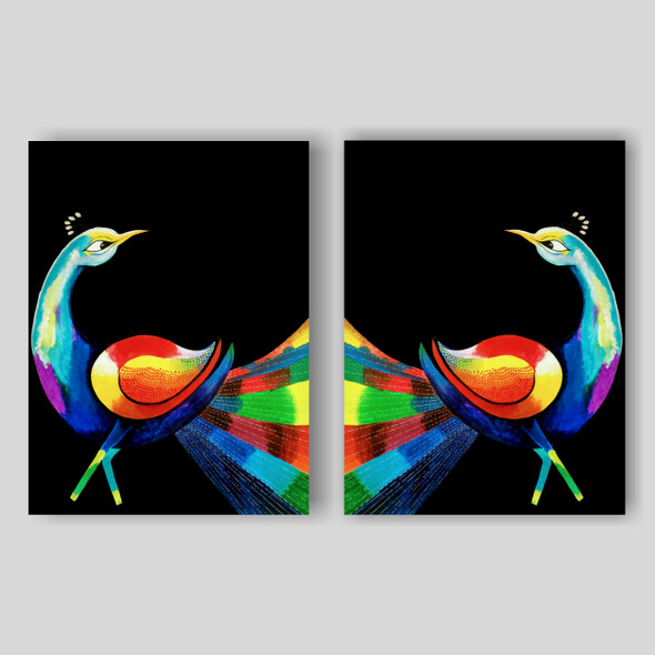 Abstract Peacocks (ART_7664_61468) - Handpainted Art Painting - 38in X 25in