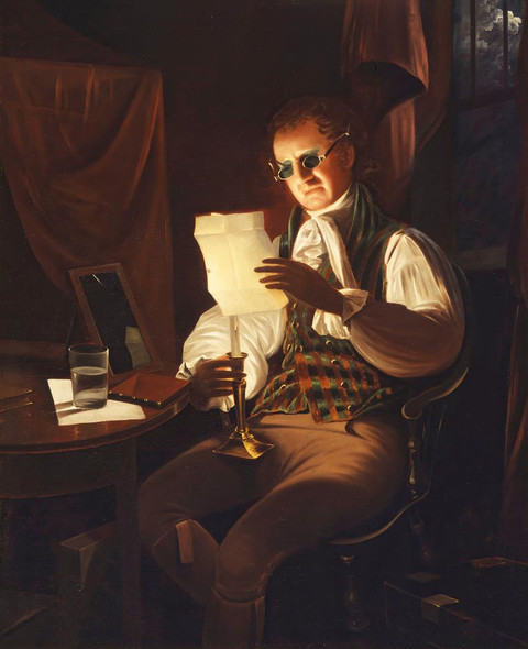 Man Reading By Candlelight (between 1805 And 1808) By Rembrandt Peale (PRT_10843) - Canvas Art Print - 21in X 26in