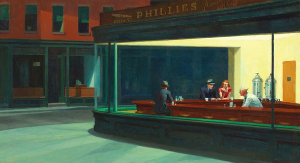 Nighthawks (1942) By Edward Hopper (PRT_10844) - Canvas Art Print - 33in X 18in