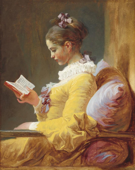 Young Girl Reading 1770 (PRT_10865) - Canvas Art Print - 19in X 24in