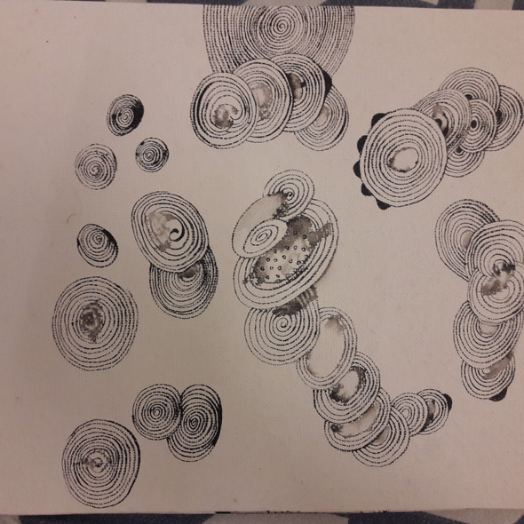 Spirals  (ART_5659_61673) - Handpainted Art Painting - 15in X 11in