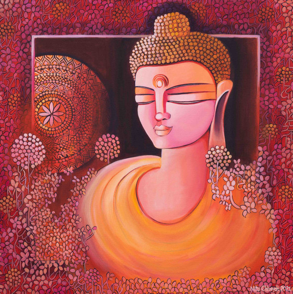 BUDDHA - AN AWKENED SOUL  (ART_3702_61653) - Handpainted Art Painting - 30in X 30in