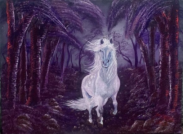 Running horse (ART_8067_61783) - Handpainted Art Painting - 16in X 12in