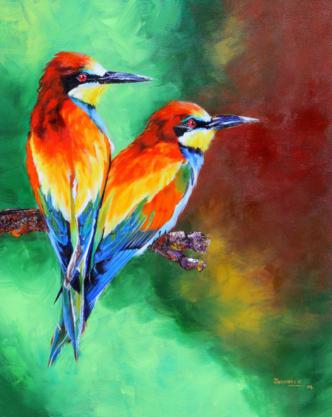 Love birds (ART_8316_60899) - Handpainted Art Painting - 24in X 30in