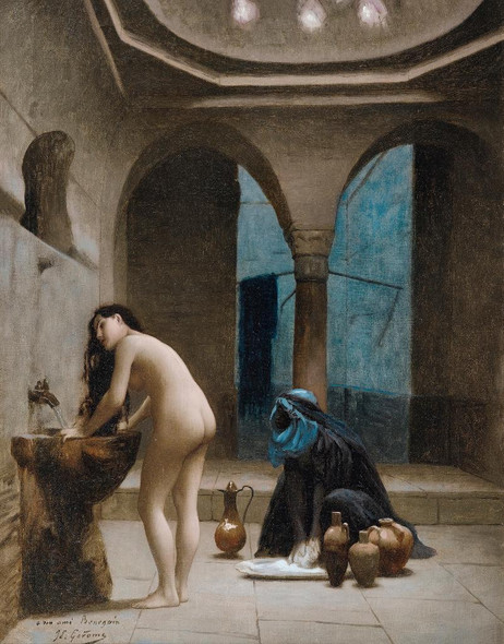 Study For A Maure Bath, Turkish Woman In The Bath By Jean L√©on G√©r√¥me (PRT_10898) - Canvas Art Print - 22in X 28in