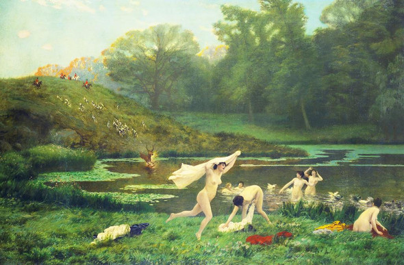 Diane And Actaeon By Jean L√©on G√©r√¥me (PRT_10892) - Canvas Art Print - 27in X 18in