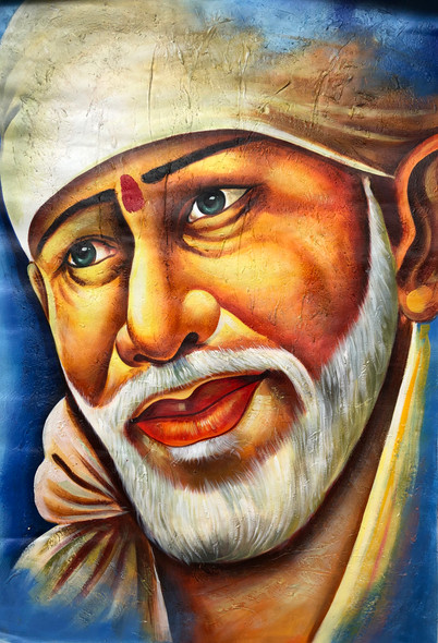 Sai baba painting  (ART_6706_62026) - Handpainted Art Painting - 24in X 36in