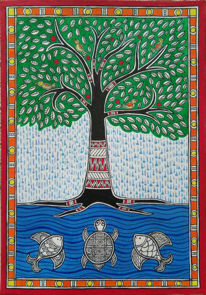 Tree Of Life - KalpVriksh (ART_8088_57562) - Handpainted Art Painting - 8in X 12in