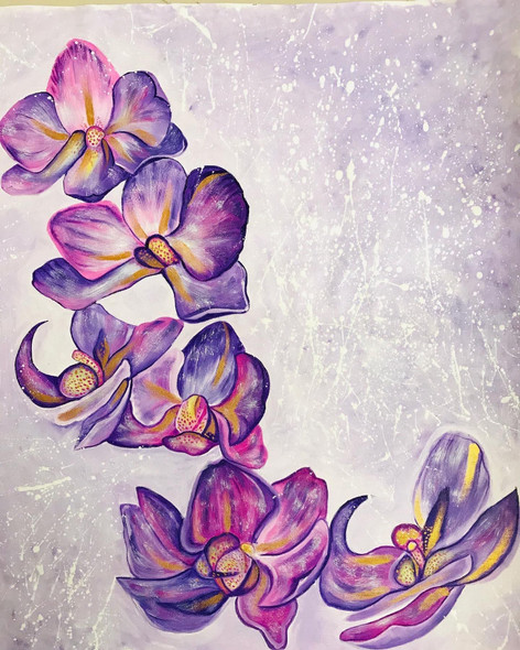 Orchids in mauve (ART_8126_62157) - Handpainted Art Painting - 24in X 29in