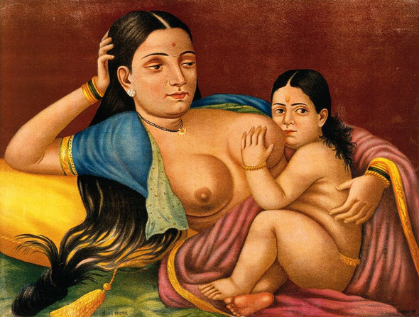 Woman Suckling An Infant (PRT_10940) - Canvas Art Print - 19in X 14in