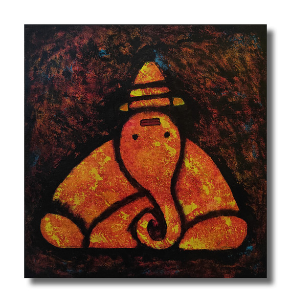 Shree Ballaleshwar - Ashtavinayak Ganapati 03 (ART_5557_62331) - Handpainted Art Painting - 14in X 14in