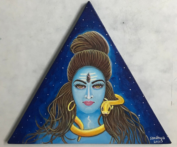 Shiv ji (ART_8370_62259) - Handpainted Art Painting - 10in X 10in