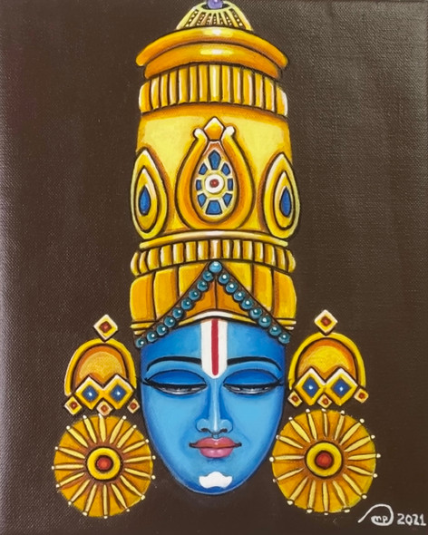 Balaji face (ART_8370_62221) - Handpainted Art Painting - 10in X 12in