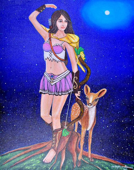 Artemis (ART_8370_62209) - Handpainted Art Painting - 16in X 20in
