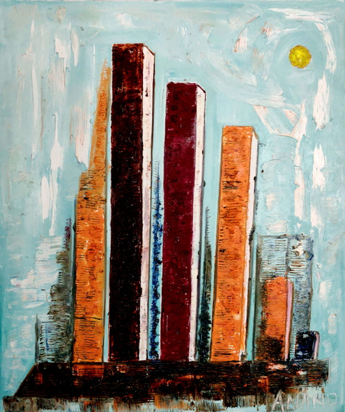 CITY ABSTRACTION (ART_6175_62192) - Handpainted Art Painting - 35in X 45in