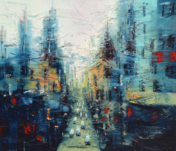 The City of Joy (ART_7774_62479) - Handpainted Art Painting - 42in X 36in