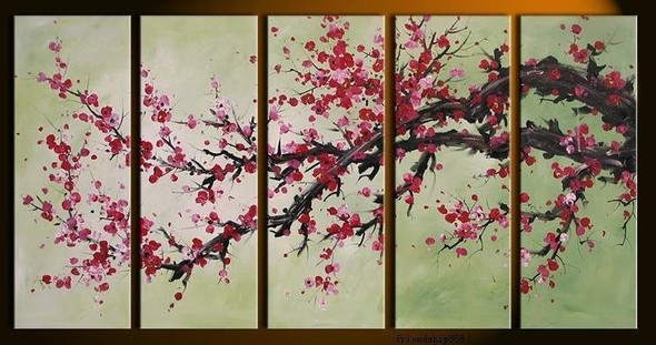 The Flow of Time 2 - 50in X 30in (Details Inside),RTCSC_37_5030,Oil Colors,Multi Piece Paintings,Red Floral Branch,Museum Quality - 100% Handpainted - Buy Painting Online in India.