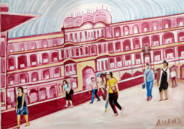 PINK CITY (ART_6175_62551) - Handpainted Art Painting - 40in X 30in