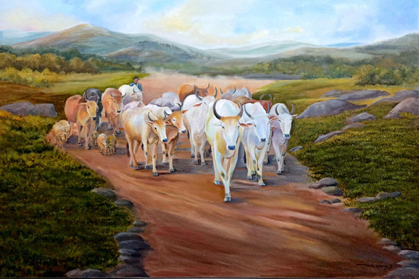 Returning home  (ART_8211_59128) - Handpainted Art Painting - 48in X 36in