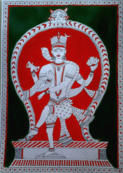 Nataraj (ART_8037_57145) - Handpainted Art Painting - 12in X 16in