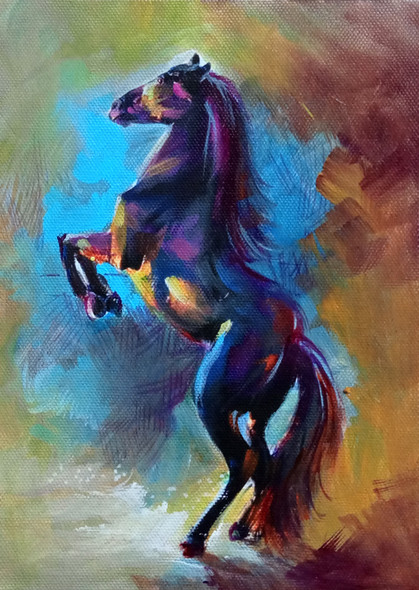 Horse 3 (ART_1038_62762) - Handpainted Art Painting - 20in X 28in
