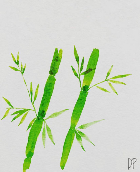 Watercolour bamboo (ART_8396_62687) - Handpainted Art Painting - 8in X 10in