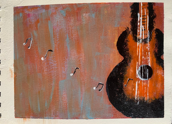 Acrylic guitar abstract  (ART_8396_62676) - Handpainted Art Painting - 10in X 8in