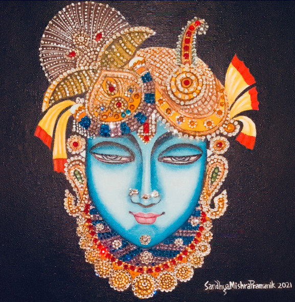 Shreenath Ji (ART_8370_62640) - Handpainted Art Painting - 10in X 10in