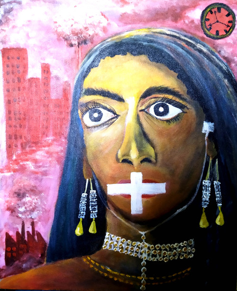 Face Of Civilization (ART_8405_62899) - Handpainted Art Painting - 20in X 24in