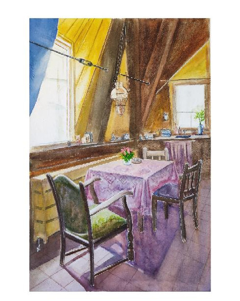 Kitchen Corner (ART_1559_62881) - Handpainted Art Painting - 12in X 18in