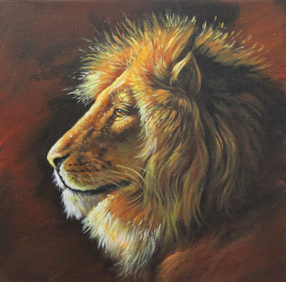 Lion The King Of Jungle By ARTOHOLIC (ART_3319_63378) - Handpainted Art Painting - 24in X 24in