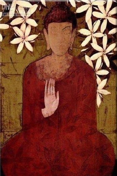 Blessings of Lord Buddha - Handpainted Art Painting - 24in X 36in