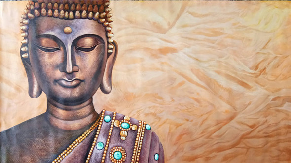 LORD BUDDHA PORTRAIT BY ARTOHOLIC (ART_3319_63544) - Handpainted Art Painting - 36in X 24in