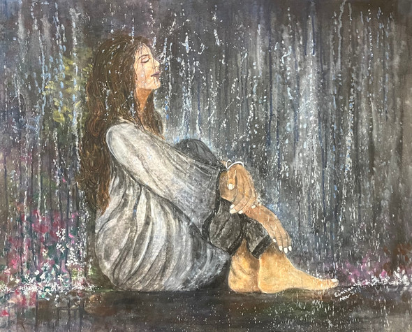 Drenched in Self love  (ART_8425_63687) - Handpainted Art Painting - 30in X 23in