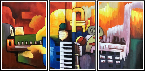 MODERN MUSICAL MULTI-PIECES BY ARTOHOLIC (ART_3319_63577) - Handpainted Art Painting - 48in X 24in